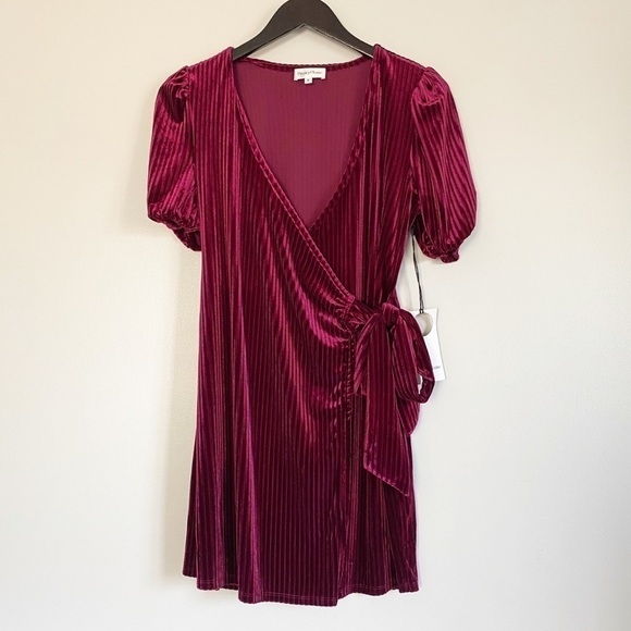 NWT PRIVACY PLEASE Laila Ribbed Velvet Wrap Dress - Picture 4 of 9